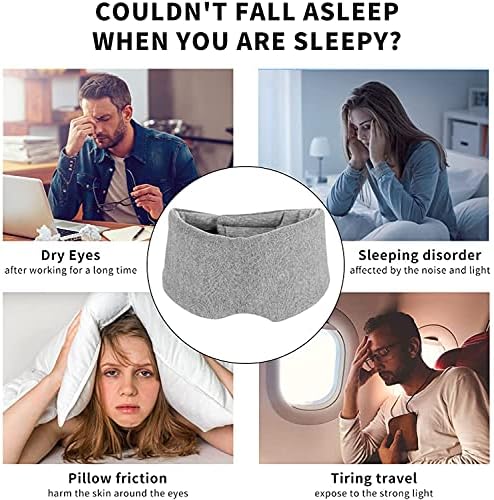 Sleep Mask for Men Women,100% Cotton Sleep Eye Mask with Fully Adjustable Strap, 100% Light Blocking Eye Mask for Sleeping, 0 Pressure Eye Covers for Travel Yoga Nap (Gray) - Image 2