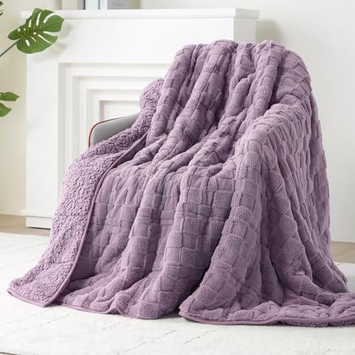 Kivik 15lbs Weighted Blanket for Adults, Checkered Fleece & Sherpa, 60"x80" by Kivik