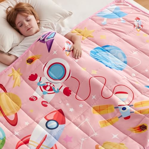 anfie Weighted Blanket(36"x48" 3lbs) Weighted Blanket Cooling Blanket for Resting,Throw Size Breathable Blanket with Premium Glass Bead(Pink Aerospace) by anfie