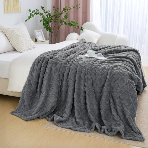 Aganear Fleece Throw Blanket for Bed Couch 90"x90" Grey by Aganear