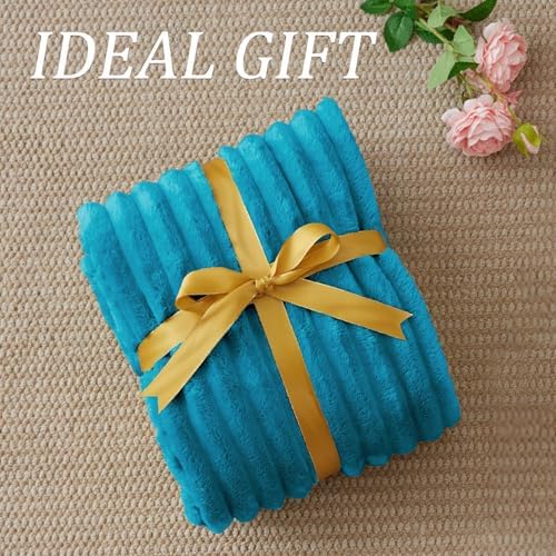 BEDELITE Ribbed Teal Throw Blanket for Couch, 50"x60" - Image 6