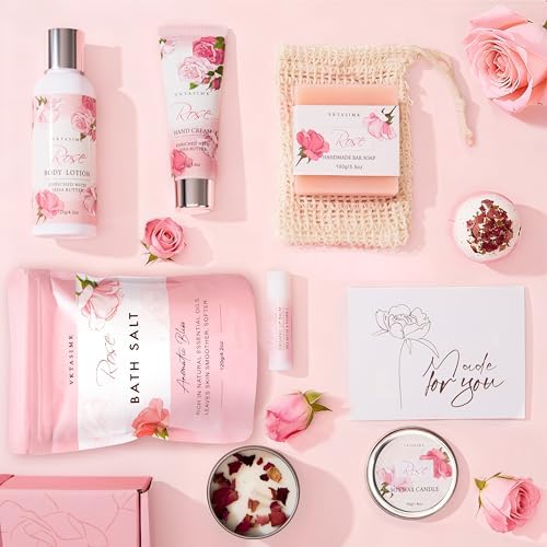 Gifts for Women Birthday Gift Baskets, Rose Relaxing Home Spa Set - Image 2
