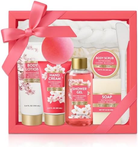 Gifts for Women 8pcs Cherry Blossom Spa Set, Bath and Body Self Care Gift - Image 7