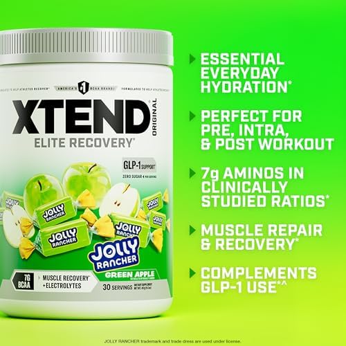 Xtend Original BCAA Powder, Zero Sugar, Jolly Rancher Green Apple, 30 Serv - Image 3