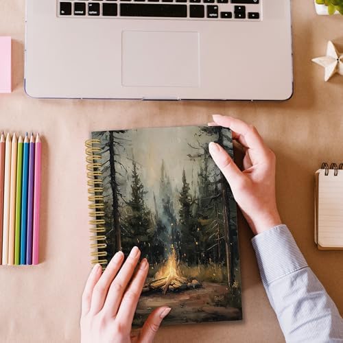 XPH Vintage Campfire Camping Spiral Notebook, Camping Lovers Gifts Journaling Notebooks for Women, Rustic Moody Forest Campsite Hardcover Journals for Writing 160 Pages 5.5 x 8.3 Inch, Camper Gifts - Image 5