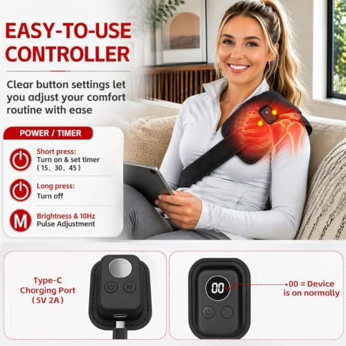 Red Light Therapy Pad for Body, 660nm & 850nm Red Light Therapy Wrap with 60 LED Lights, 5000mAh Rechargeable Battery, Flexible Portable Light Therapy Pad for Back, Knee, Post-Workout Relaxation - Image 4