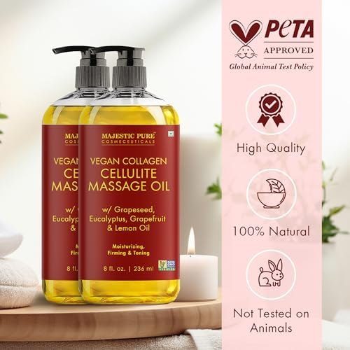 Majestic Pure Cellulite Massage Oil, Toning Body Blend, 8 Fl Oz, 2-Pack - Image 2