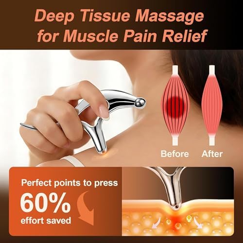 Ergonomic Deep Tissue Massage Tool, Metal Trigger Point Gua Sha Scraper for Full Body Myofascial Release, FSA Eligible Acupressure Thumb Saver Tool for Neck, Back & Muscle Knot Relief - Image 3