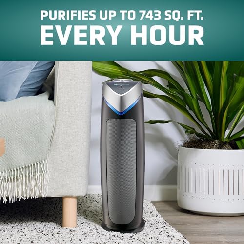 GermGuardian HEPA Air Purifier - Large Room Air Purifier for Bedroom, Office, Dorm, and Home - Filters Pet Dander, Dust, Pollen, Smoke, Scents - AC4825E - 22" Tower - Gray - Image 4
