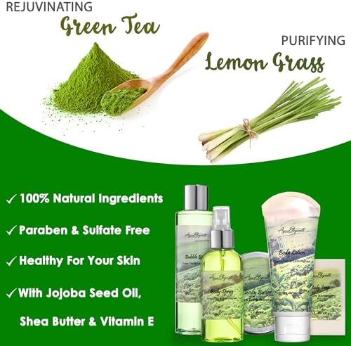 Aqua Elegante Spa Gift Basket For Women - Green Tea & Lemongrass - Image 3