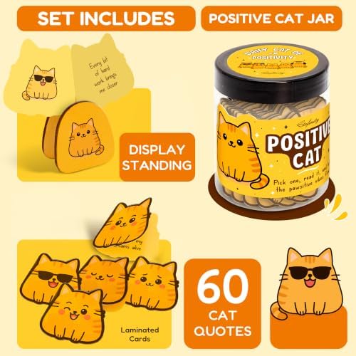 STOFINITY Positive Cat Jar, 60 Affirmation Cards, Cat Gifts for Women - Image 2