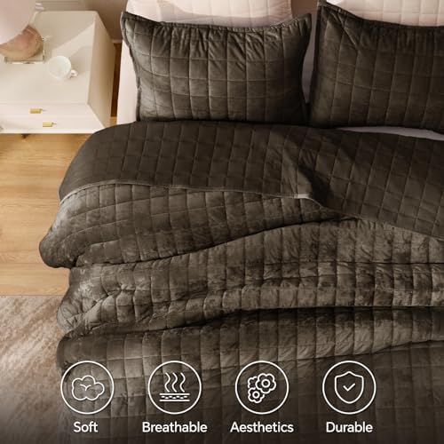 BEDELITE Velvet Quilt Set King Size, Luxury Velvet Comforter Bedding - Image 4