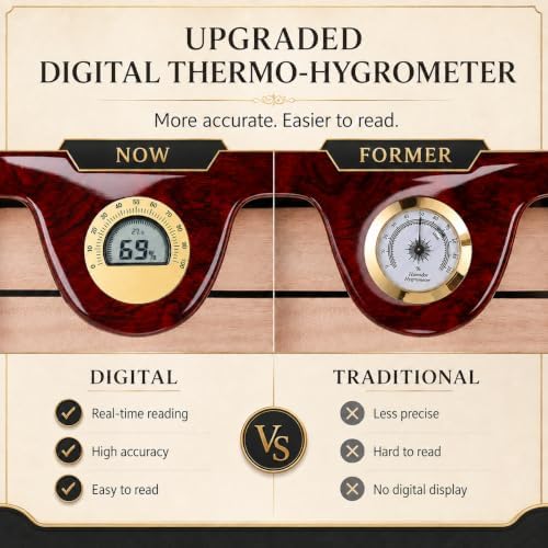 Woodronic Cigar Humidor Cabinet for 50-100 Cigars with Humidifier and Hygrometer, Spanish Cedar Lined Trays and Dividers, Rosewood Finish, Gift for Men - Image 6