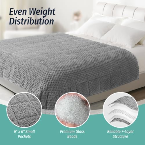 Fleece Weighted Blanket for Adults 60" x 80" 15lbs Fuzzy Blankets,, Grey - Image 5