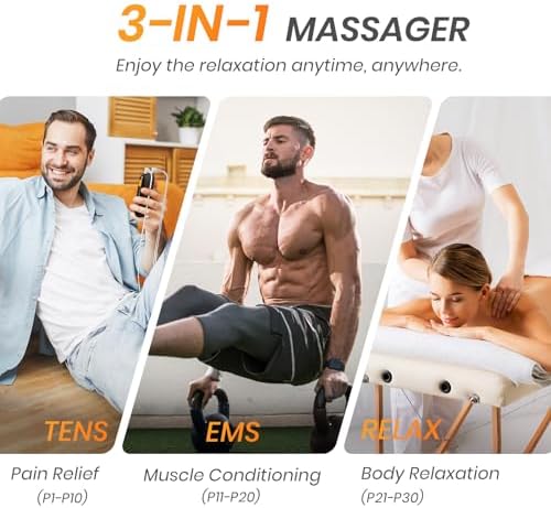 AVCOO 3-in-1 TENS Unit Muscle Stimulator with 30 Modes for Pain Relief - Image 3