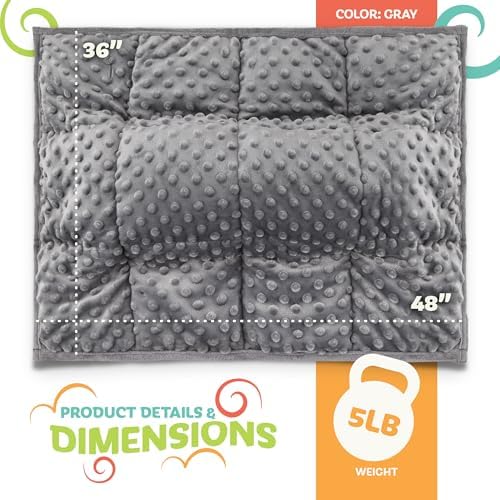 XL Weighted Blanket for Kids 5lb (Grey) 36x48 Inch, Plush Minky Kids Blanket with Travel Bag, Blanket for Ages 4 to 10 - Image 2
