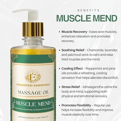Muscle Mend| Muscle Recovery Massage Oil with Arnica, Ashwagandha & Essential Oils| Soothing,Non-Greasy, Fast-Absorbing| Use Post-Workout or Bedtime | 500ml (16.9 fl oz) - Image 4