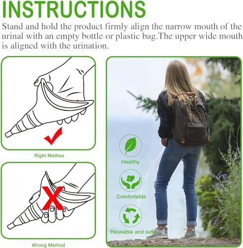 Female Urination Device, Reusable Female Urinal Silicone Women Pee Funnel | Women to Pee Standing Up, The Perfect Companion for Camping,Travel travel outdoor, folds compact, easy rinse - Image 4