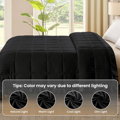 downluxe King Size Blanket with Satin Trim, Lightweight Down Alternative King Blanket for All Season, Machine Washable (Black, 108 x 90 Inch) - Image 6
