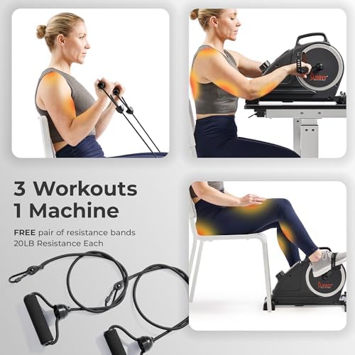 Sunny Health & Fitness 2-in-1 Smart Magnetic Pedal Exerciser, Compact Indoor Under-Desk Mini Exercise Bike for Full Body Cardio Workout and Physical Therapy, Free SunnyFit Training App Connection - Image 2