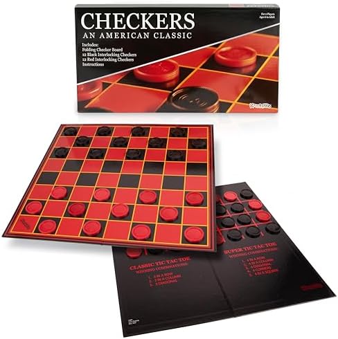 Kangaroo - Multiplayers Strategy Checker Board Game for Kids & Adults - Portable Educational Travel Cardboard Checkers - Includes Large Board w/ 24 Checkers (12 Red and 12- Black) 15x15 Inches by Kangaroo