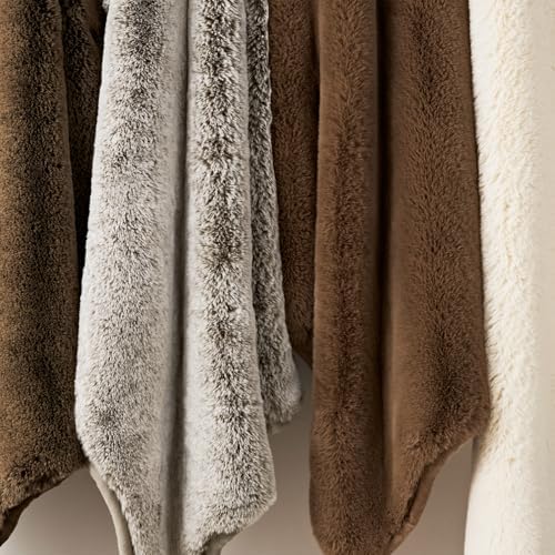 EVERGRACEHOME Faux Chinchilla Fur Throw Blanket, 72"x90", Champagne Fawn - Image 6