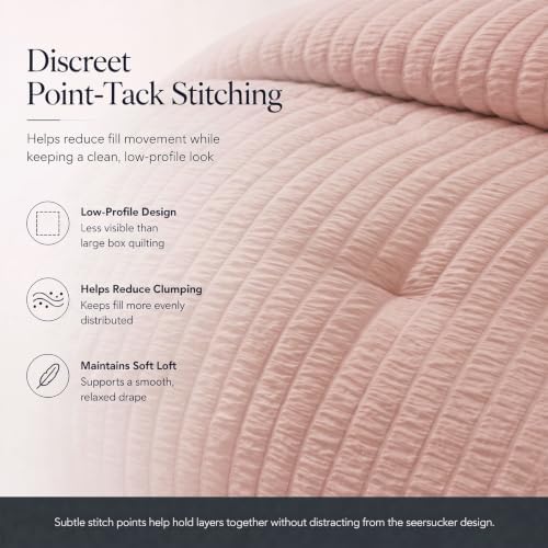 CozyLux King Size Comforter Set, 7 Pieces Rose Gold Seersucker Bed in a Bag - Image 4