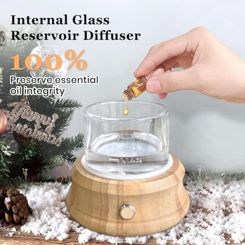 Lecdura 80ML Glass Essential Oil Diffuser with Glass Reservoir & Wood Base, Small Ultrasonic Aroma Diffusers with Auto-Off 7 Color for Home Office Bedroom Yoga - Image 2