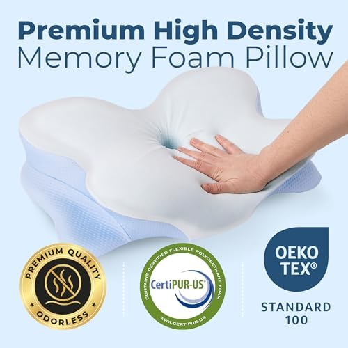Derila Ergo Cervical Neck Pillow for Sleeping Pillow Contour Memory Foam Pillows for Back, Side Sleeper Pillows 21.25 x 14.17 x 4.72 inches - Image 5