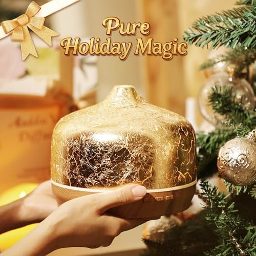 Porseme 500ml Glass Essential Oil Diffuser Aromatherapy Ultrasonic Cool Mist Humidifier 15-21 Running Hours Waterless Auto-Off Air Diffusers for Sleeping Yoga Working Spa(Gold Plated) - Image 6
