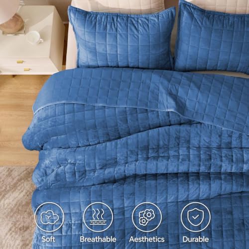 BEDELITE Velvet Quilt Set King Size, Luxury Velvet Comforter Bedding - Image 4