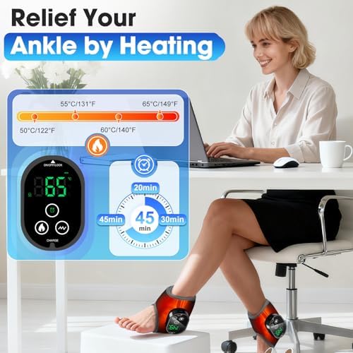 2PCS Cordless Foot Massager for Neuropathy, Foot and Ankle Massager for Circulation and Pain Relief, 3000mAh Rechargeable Ankle Heating Pad with Massage for Plantar Fasciitis, Black - Image 4