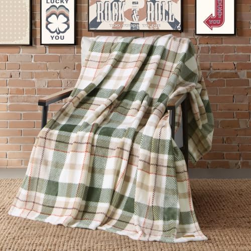 Lucky Brand Blythe Plaid Olive Plush Throw, Olive, 50 x 70 in - Image 3