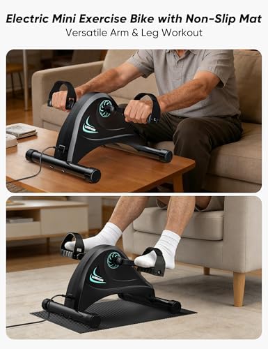 Under Desk Bike Pedal Exerciser for Seniors, LUBBYGIM Mini Exercise Bike for Physical Therapy, Electric Motorized Foot Pedal Machine for Arm and Leg Fitness, 6 Speed Levels - Image 2