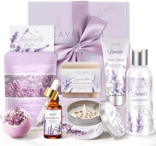 Gifts for Women Birthday Gift Baskets, Lavender Relaxing Home Spa Set by Unknown