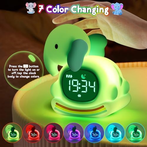 Alarm Clock for Kids,Wake up Clock for Kids,Digital Sleep Trainer with LED Display,Sleep Companion for Toddler,Color Changing Alarm Clock for Kids, Rechargeable,Gift for Girls Boys Teens Room Decor - Image 5