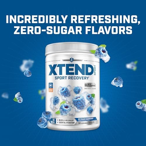 XTEND Sport BCAA Powder Blue Raspberry Ice - Electrolyte Powder for Recovery & Hydration with Amino Acids - 30 Servings - Image 5