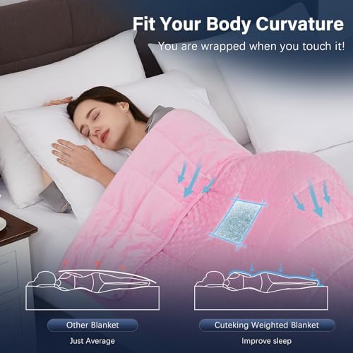 CuteKing Weighted Blanket - Weighted Blanket with Premium Glass Beads - Heavy Blanket Crystal Velvet for Comfortable Rest - Thick Blanket All Season (3lbs, 36"x48", Pink Bubble) - Image 4