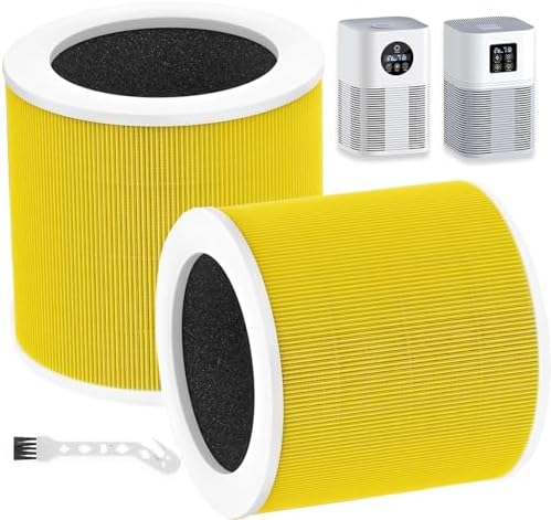 2 Pack Yellow A1 Replacement Filter Compatible with VEWIOR Air Pu-rifier HQKJ-80,HQSC-50,KOIOS HQKJ-50 Air Purifier,AMEIFU AP01W, True HEPA Air Cleaner Filter for A1 Air Pu-rifier for Pet Dander by HIHEPA