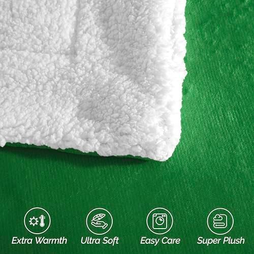 Elegant Comfort Ultra Soft Reversible Flannel Sherpa Blanket - Cozy Silky Fleece Throw for Couch, Bed - Plush Fuzzy Warm Winter Blanket for Gift, Twin XL, Emerald Green - Image 6