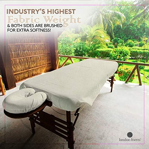 LONDON LINENS Extra Thick 3 Piece Set Massage Table Sheets Set - 100% Natural Cotton Flannel - Includes Massage Table Cover, Massage Fitted Sheet, and Massage Face Rest Cover (Natural) - Image 2