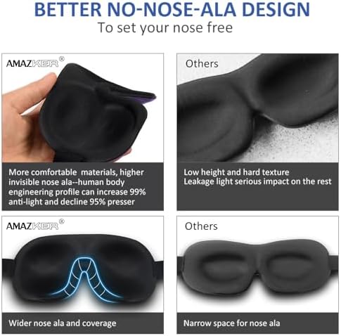 Sleep Mask Invisible Alar Deep Orbit 3D Eye Mask Ultra Lightweight & Comfortable Sleeping Mask for Travel, Nap, Shift Works,XL Purple - Image 2