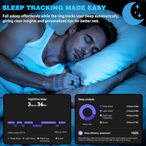 Smart Ring Women Men, Fitness Tracker, No Subscription, Sleep, Black 14 - Image 5
