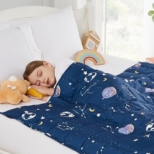 Weighted Blanket - 10 lbs Navy Starry Sky Heavy Blanket - Small Size Breathable Lap Blanket(41"x60", 10 lbs) by HOSUKKO