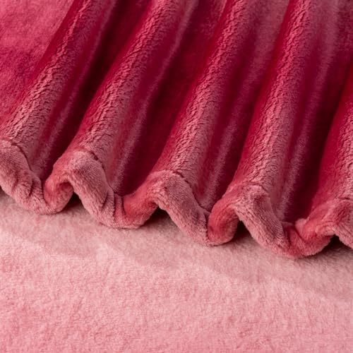 Berkshire Blanket-Classic Heavyweight Soft Printed VelvetLoft® Plush Blanket, Full/Queen Size Soft Fuzzy Warm Blanket for Couch Sofa Bed, Ombre Burgundy, 90in x 90in - Image 6
