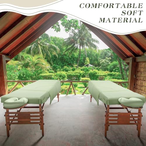 Mixweer 9 Pcs 3 Set Microfiber Massage Table Sheets Set Bulk Includes Flat Sheet, Fitted Sheet with Pocket, Face Rest Cover(Green) - Image 5