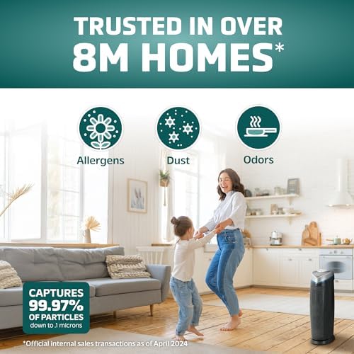 GermGuardian HEPA Air Purifier - Large Room Air Purifier for Bedroom, Office, Dorm, and Home - Filters Pet Dander, Dust, Pollen, Smoke, Scents - AC4825E - 22" Tower - Gray - Image 2