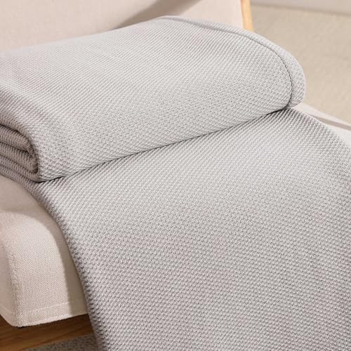 Tommy Hilfiger - King Cotton Blanket, Textured Pique Weave Bedding, Medium Weight Soft Blanket, Anti-Pilling & Fade Resistant, Ideal for Layering, Oeko-TEX Certified (Grey) - Image 4