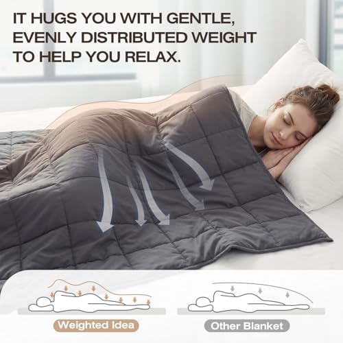 RJOP Cooling Weighted Blanket for Adults (15lbs, 48"x72") Heavy Blanket with Premium Glass, Queen Size Perfect for 190-210 lbs, Soft Breathable, Dark Grey - Image 5