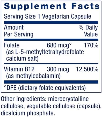 Life Extension BioActive Folate & Vitamin B12, Promotes Heart, Brain & GI Tract Health, Non-GMO, Gluten-Free, Vegetarian, 90 Capsules - Image 3